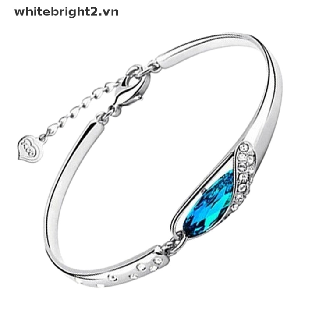 Set dây chuyền + bông tai đính pha lê màu xanh dương thời trang