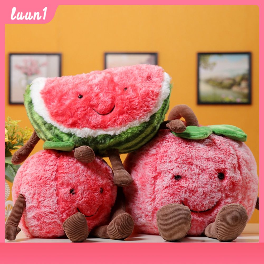 Gối nhồi bông hình quả dưa hấu/cherry hai màu kích thước 8 inch