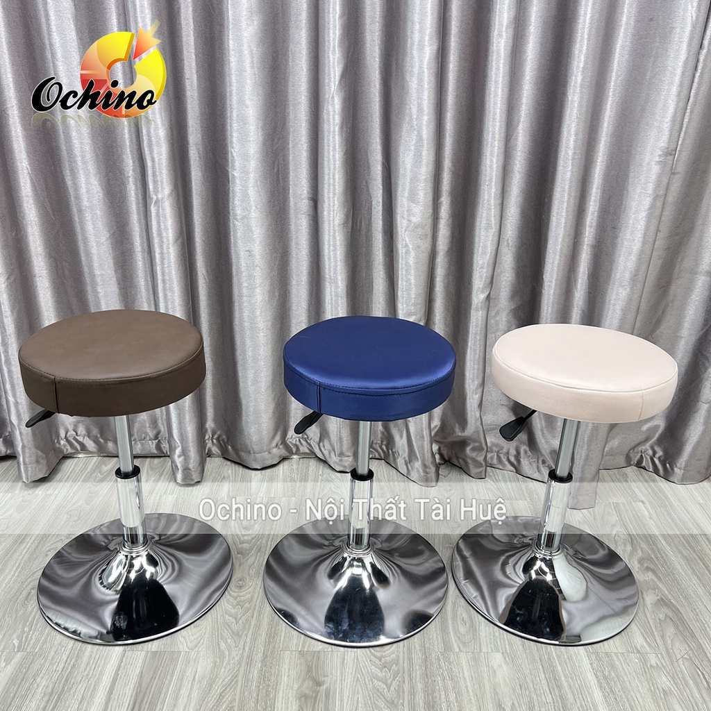 Ghế xoay làm việc văn phòng, Ghế trang điểm cá nhân Bọc da Tròn Trơn (Có Sẵn)