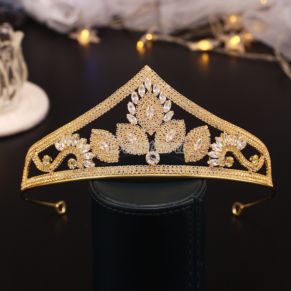 Vương Miện Cô Dâu Đính Đá Zircon Lấp Lánh Mới