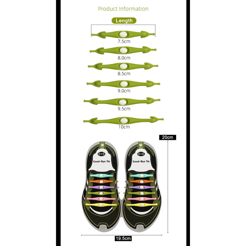 1 Set 12 Dây Giày Thể Thao Không Cần Buộc Bằng Silicone Co Giãn