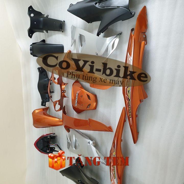 Bộ dàn áo màu Cam gắn xe Wave RS - Anpha - S100 đời 2006 đến 2016  Pha đèn trước xe Wave RS - SPB-DGRs-cam
