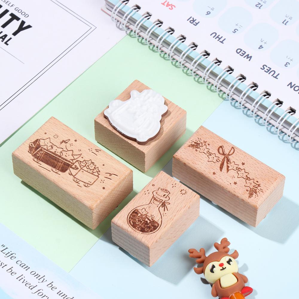 1 Con Dấu Gỗ Cao Su Thủ Công Phong Cách Vintage Mới