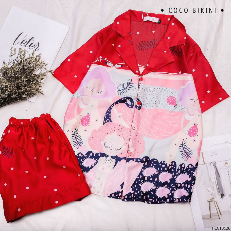𝑪𝑶𝑪𝑶 𝑩𝑰𝑲𝑰𝑵𝑰 Bộ Đồ Ngủ - Đồ Mặc Nhà Lụa Satin ( HCC10126 ) | BigBuy360 - bigbuy360.vn
