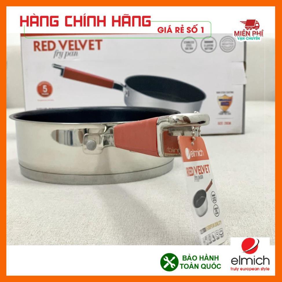 CHẢO CHỐNG DÍNH ELMICH INOX 304 RED VELVET 20CM EL3249, CHẢO ELMICH CHỐNG DÍNH BẾP TỪ 20CM