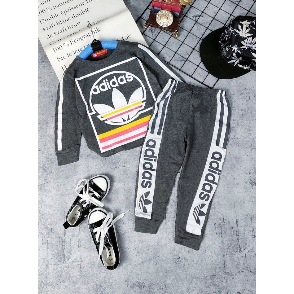 Bộ thể thao tay dài quần dài thun Cotton  4c Monkey cho bé trai size đại 23-42kg Quần áo trẻ em Pikakid