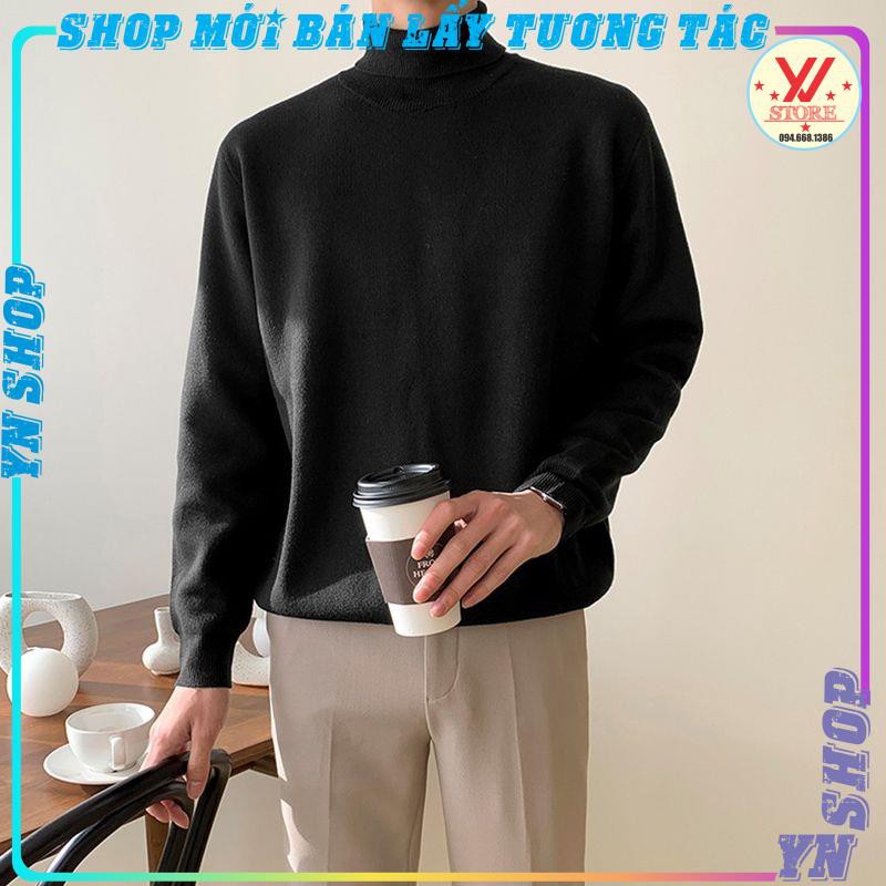 Áo len nam cổ lọ chất siêu đẹp phong cách hàn quốc - Đen