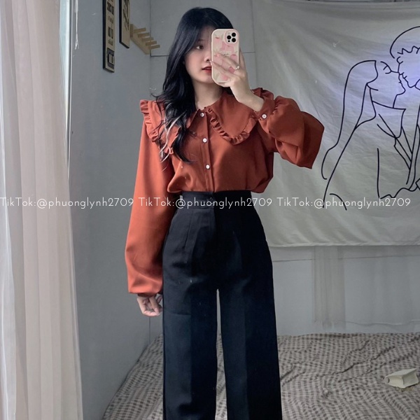 Quần tây nữ lưng cao , quần ống rộng nữ , quần tây nữ đi  một cúc chất tuyết mua dầy dặn PLQ83
