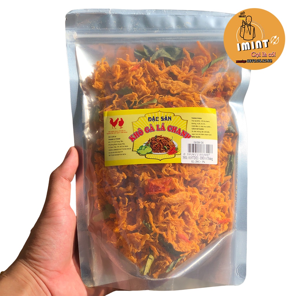 250g Khô gà lá chanh làm từ 100% ức gà và các gia vị tẩm ướp Thịt Gà xé cay ĂN VẶT IMINT FOOD