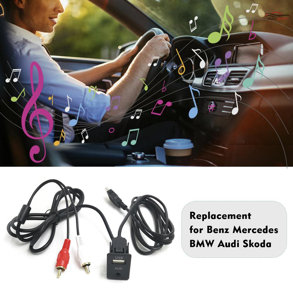 Dây Cáp Âm Thanh Aux Usb 2rca 100cm Thay Thế Cho Benz Mercedes Bmw Audi Skoda