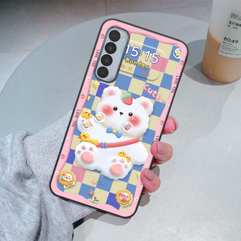 Ốp lưng Oppo Reno 4 / Reno 4 Pro / Reno 4 in hình gấu cute,bò sữa 3D cute dễ thương bảo vệ điện thoại.