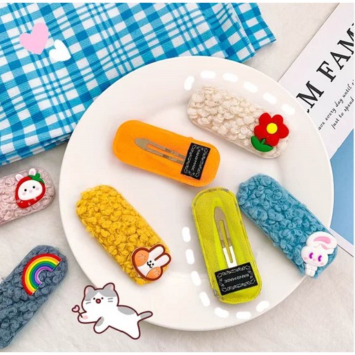 Set 5 Kẹp Tóc Hình Bông Hoa Nhiều Màu Sắc Dễ Thương Cho Bé Gái