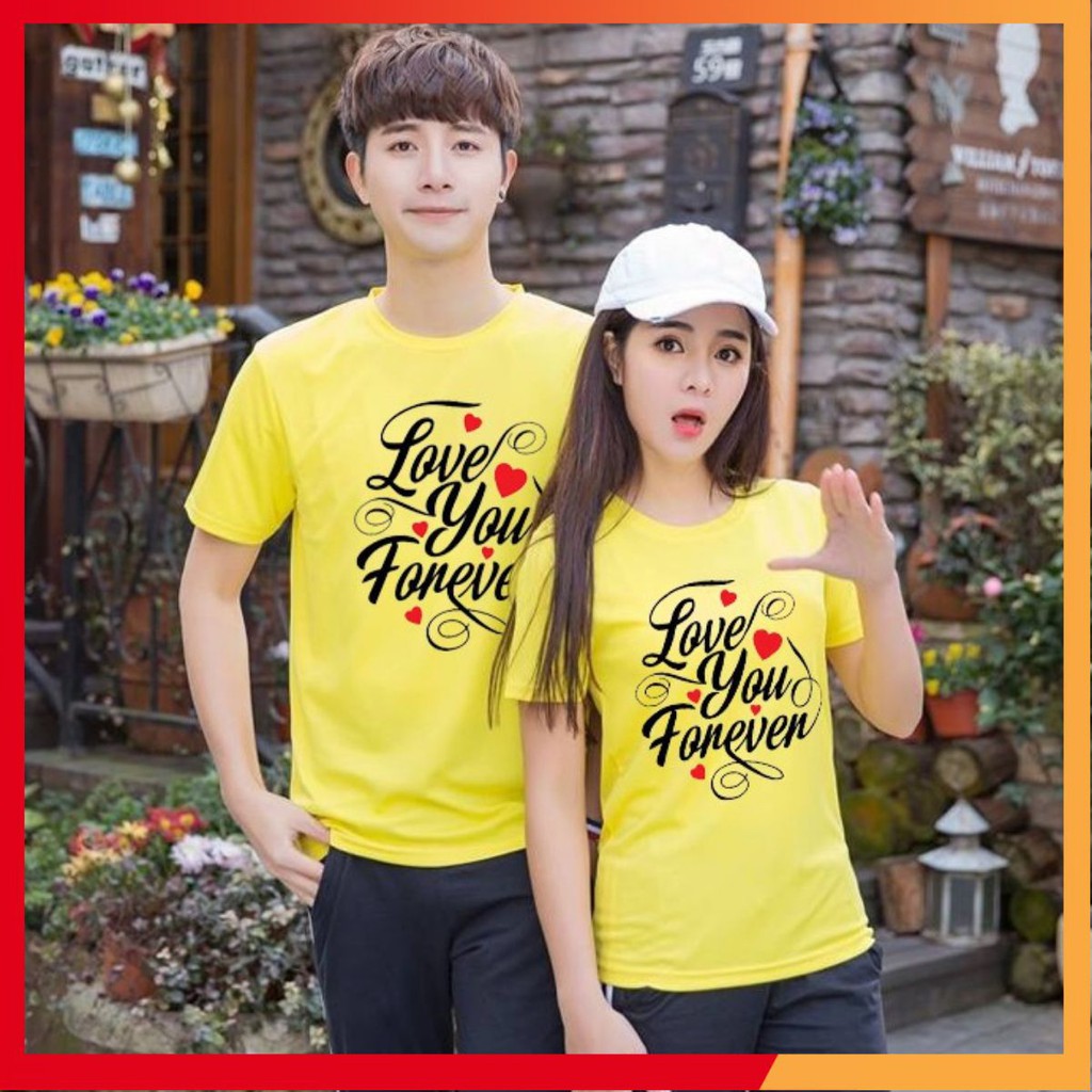 [Siêu Hot] Áo thun cặp đôi màu vàng Couple Love You Forever - F2200