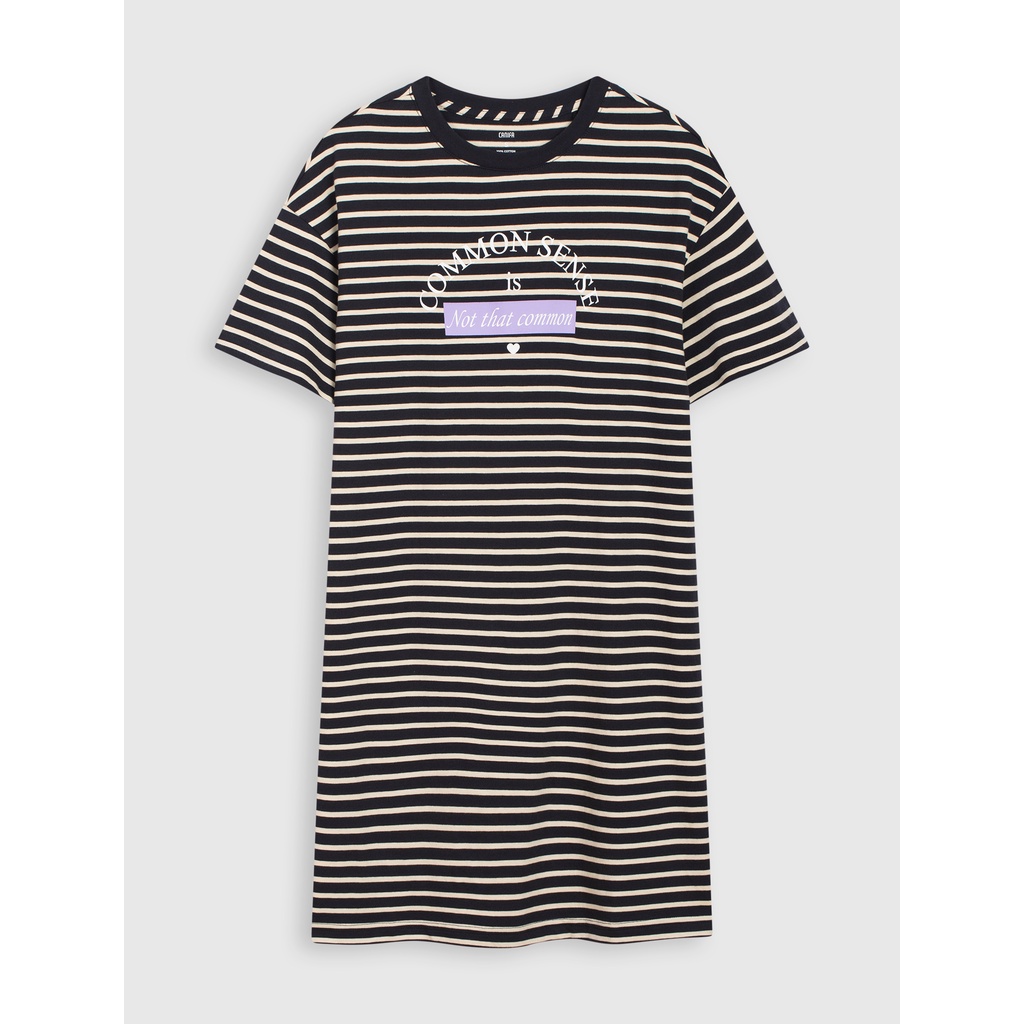 Váy liền nữ cotton USA kẻ ngang CANIFA 6DS21S008