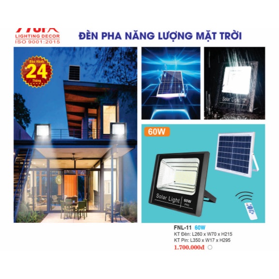 Đèn pha năng lượng mặt trời Vạn Năng Solar 60W 100W 200W