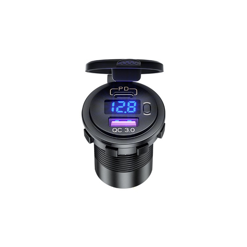 Ổ Cắm Sạc Nhanh Usb 12v 24v Pd Qc3.0 Có Công Tắc On Off Cho Xe Hơi / Xe Tải / Xe Máy