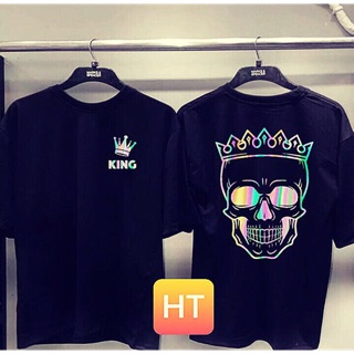 Áo thun phản Quang King, áo thun phản Quang đầu lâu vương miện, áo phản Quang bảy màu. siêu đẹp