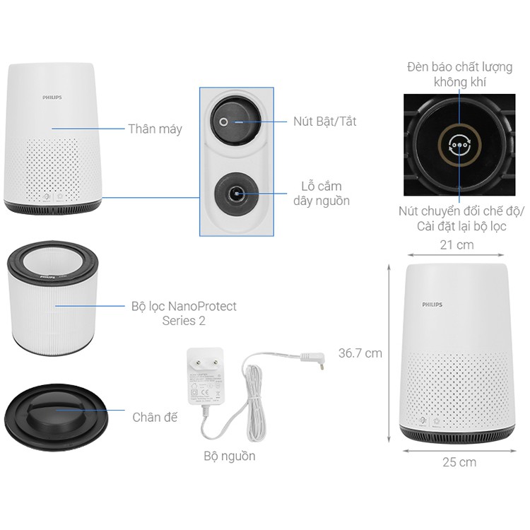 Máy Lọc Không Khí Philips AC0850  – Hàng Chính Hãng