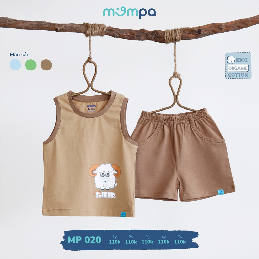 [Mã SKAMCLU7 giảm 10% cho đơn từ 0Đ] [CHÍNH HÃNG] Bộ ba lỗ cotton họa tiết trẻ em Mompa