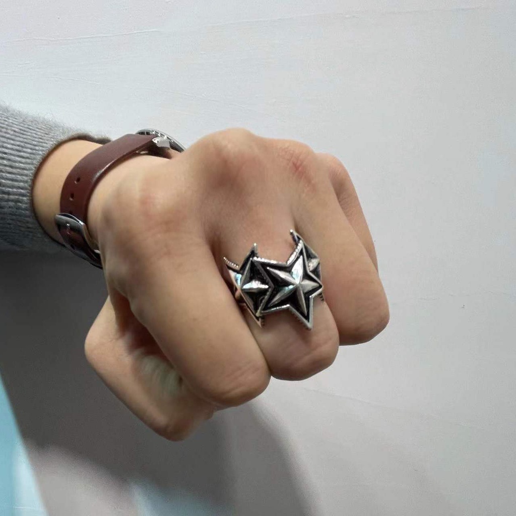 Nhẫn Hở Bằng Bạc 925 Hình Chữ Thập/ Trái Tim/ Ngôi Sao/ Chữ Thập Nhiều Màu Thời Trang