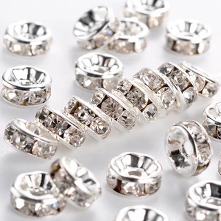 Set 50 hạt pha lê bạc 8mm dùng làm trang sức
