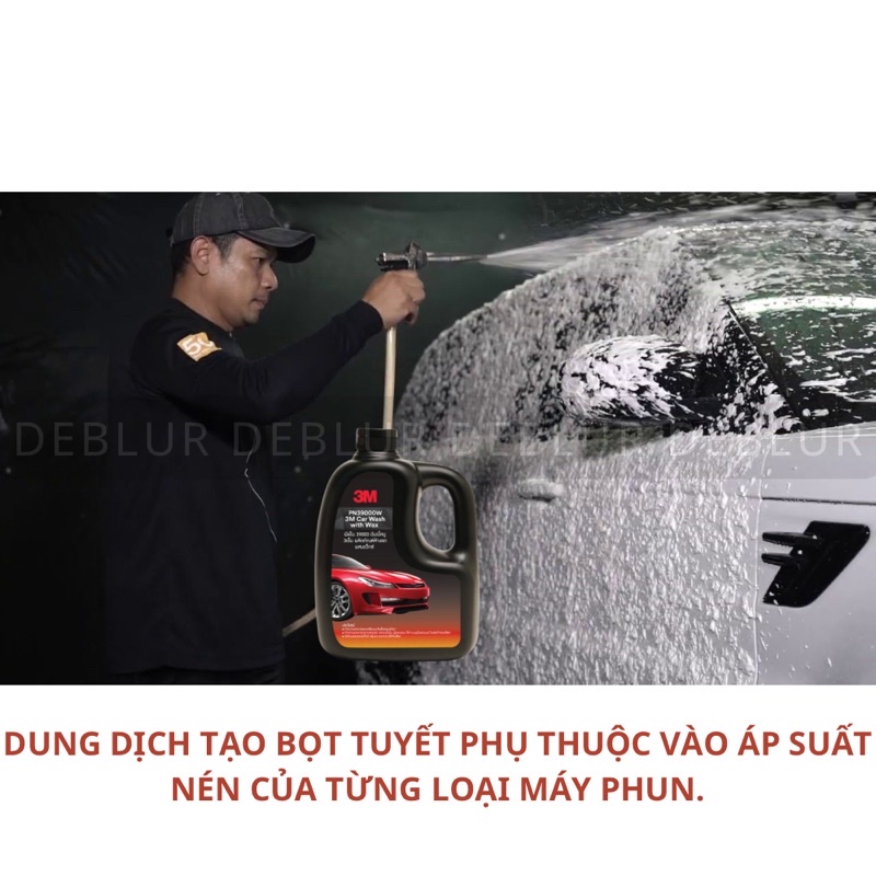 Xà bông rửa xe bọt tuyết, phủ bóng sơn xe 2in1 3M car wash with wax - nước rửa xe ô tô đậm đặc, rửa xe máy