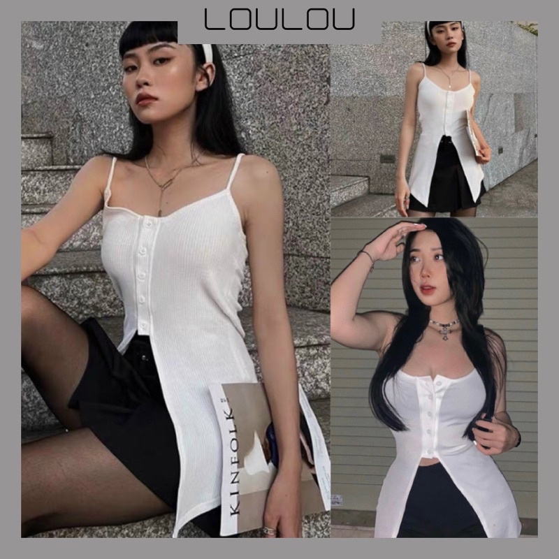 Áo Dây Kiểu Phối Nút Xẻ 2 Tà Cá Tính A183