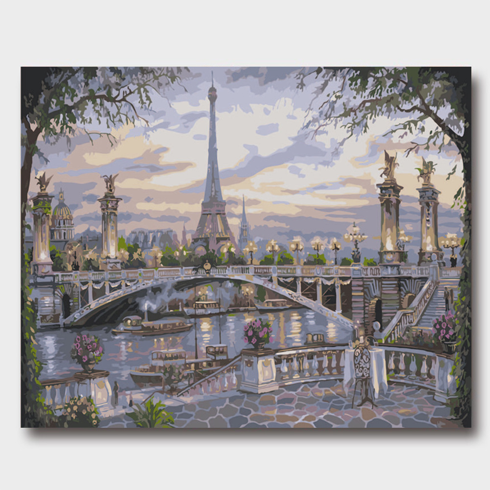 Bộ Tranh Sơn Dầu Diy Mẫu Xz6078 Yh045 Size 15.74x19.68 Inch Dùng Trang Trí Nội Thất