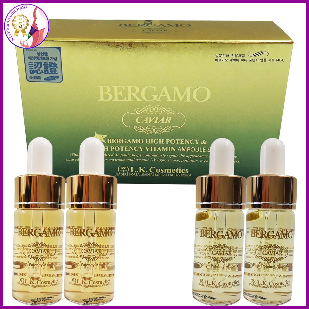 Serum BERGAMO XANH CAVIAR Ngăn Ngừa Lão Hóa set 4 chai KOREA