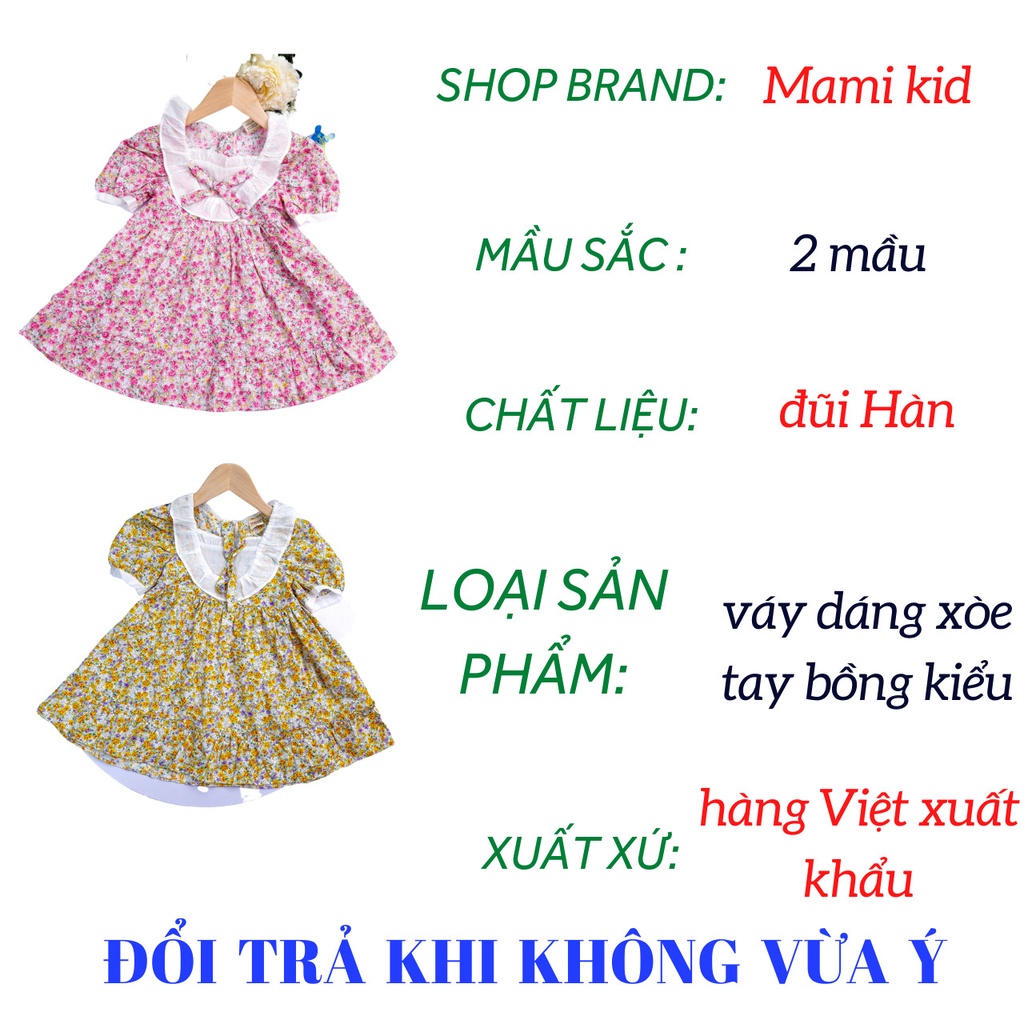 váy xinh cho bé gái 1-7 tuổi hoa nhí sành điệu, tay bồng phối ren xinh 12-25kg ,Mamikid