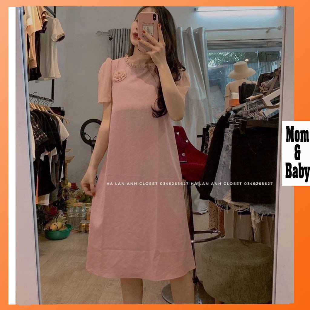 Váy bầu thời trang thiết kế M282 chất đũi xước freesize từ 45 đến 70kg