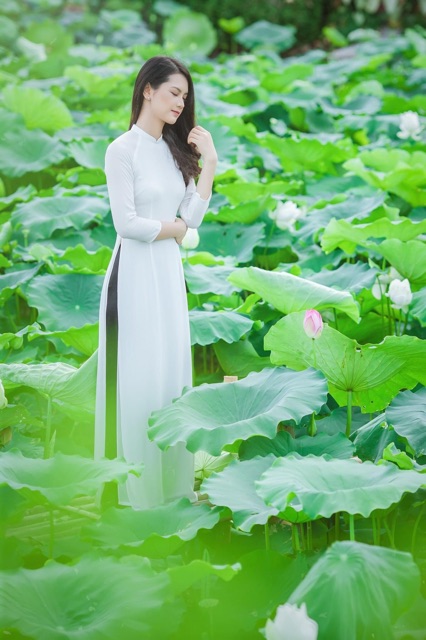 Bộ áo dài trắng 4 tà mã A1