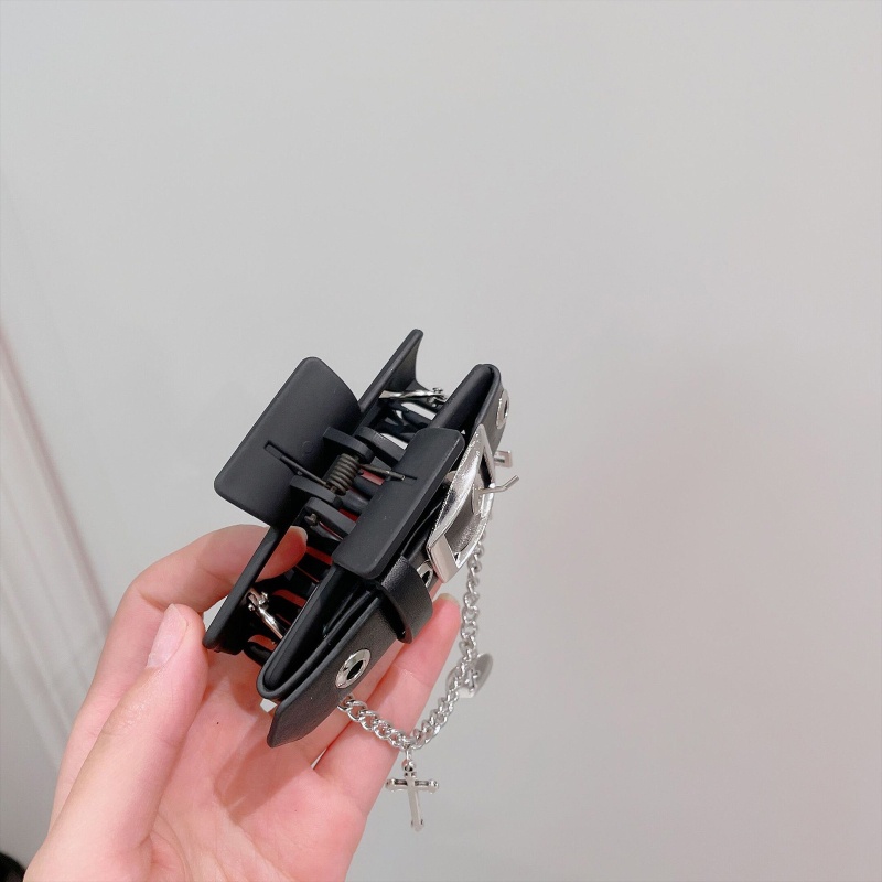 Kẹp Tóc Da Cỡ Lớn Không Trượt Phong Cách Punk Cá Tính