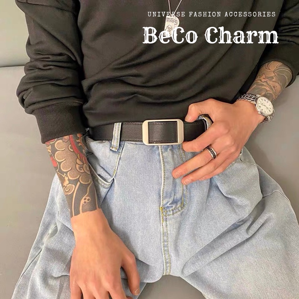 Thắt Lưng Nam Nữ Luồn Không Cần Bấm Lỗ Chữ Nhật, Dây Nịt Học Sinh Bản 2.8Cm (Hỗ Trợ CắT Dây Nịt) BeC