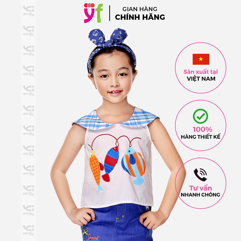 Áo bé gái in hình cá YF vải cotton 100% thấm hút tốt 6AX145