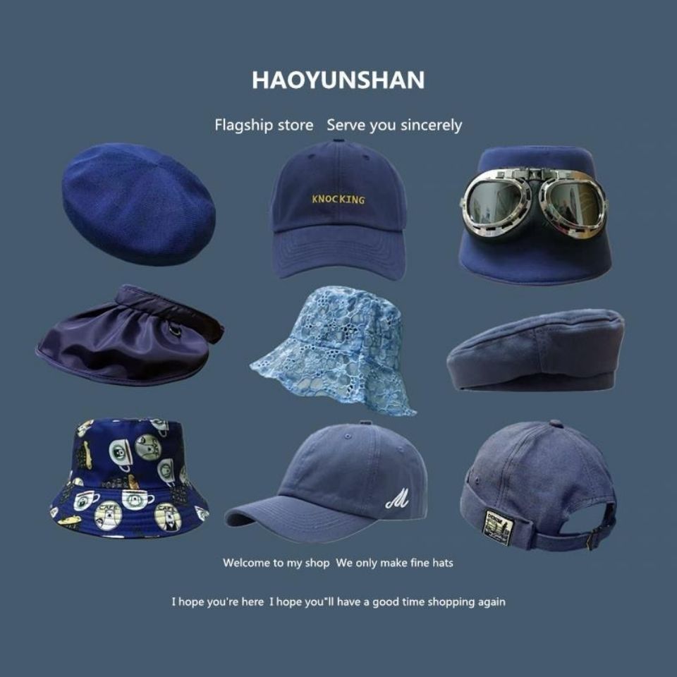 Bộ sưu tập mũ lưỡi trai/beret màu xanh dương phong cách Marine dành cho mùa hè