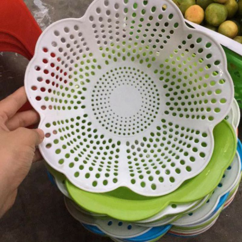 Rổ 2 lớp, rổ kèm chậu rổ hoa mai nhựa Việt nhật