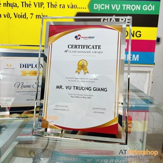 Khung bằng khen A4 KÍNH TRÀN đẹp sang trọng - để bàn kèm treo tường - Có ship Hỏa Tốc