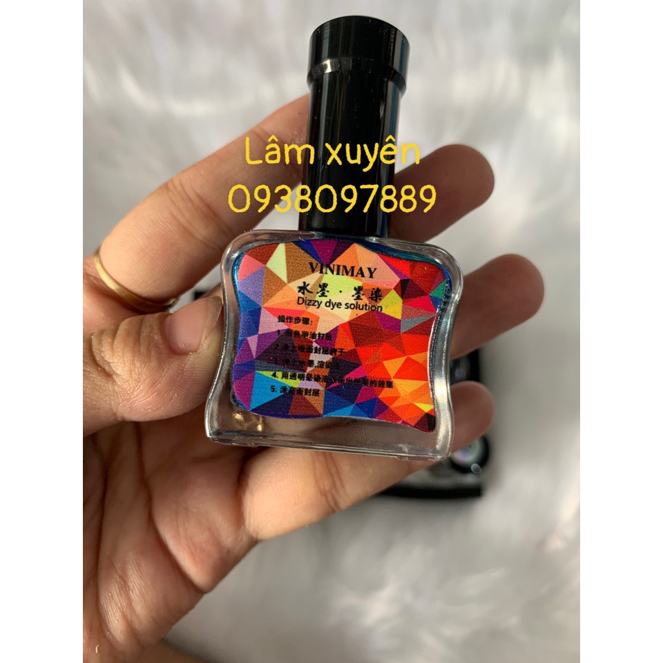 Cồn loang  Vinimay set 12 chai 15ml/chai♦️CHÍNH HÃNG♦️ mỗi chai 1 màu, vẽ móng vân đá siêu đẹp cồn tự khô khi trang trí