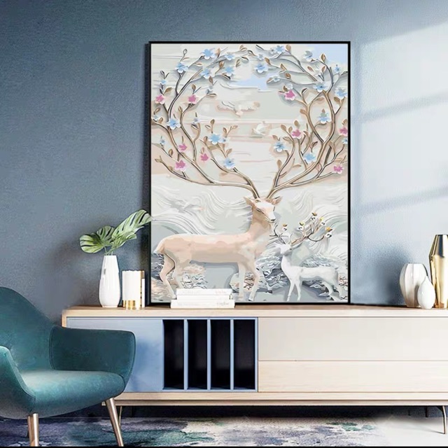 Tranh tô màu theo số , tranh sơn dầu số hoá tự động ( kéo để xem ảnh thật) (chủ đề hươu cá voi) link3 ord