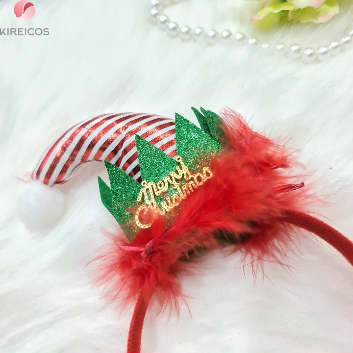 Cài Noel 3D Sọc Xanh Đỏ Có Chữ Merry Christmas