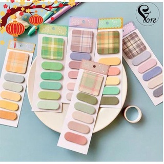 Giấy Nhớ Sticky Note Memo Pad Đánh Dấu Bookmark Tone Màu Trơn Caro