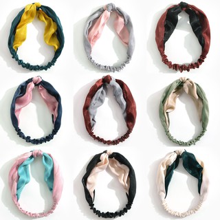 Turban cài tóc kiểu Hàn Quốc vải satin phối màu sang trọng T09