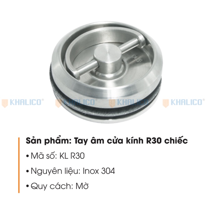Tay nắm âm cửa kính R30 inox 304 đơn mờ