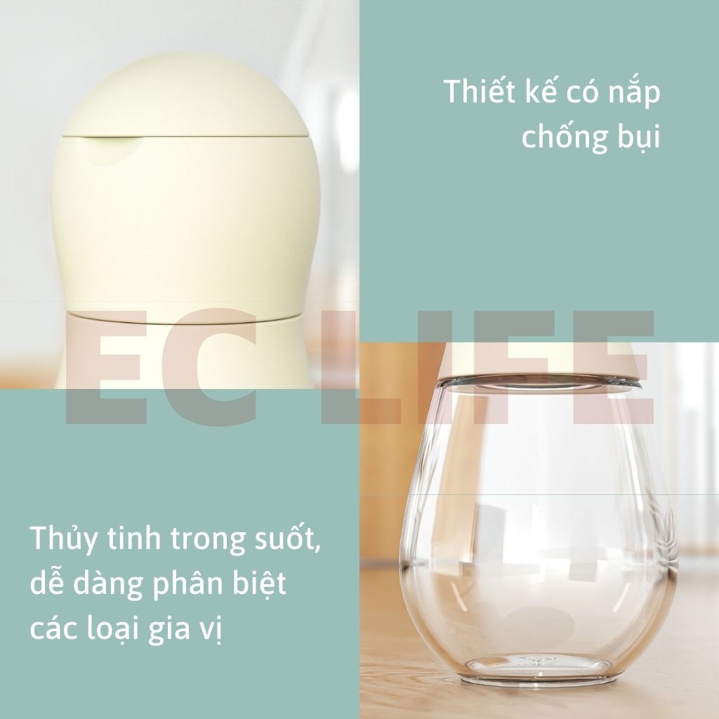 Hũ xay tiêu, lọ xay tiêu cầm tay có nắp tiện dụng bằng thủy tinh cao cấp EC Life 0105