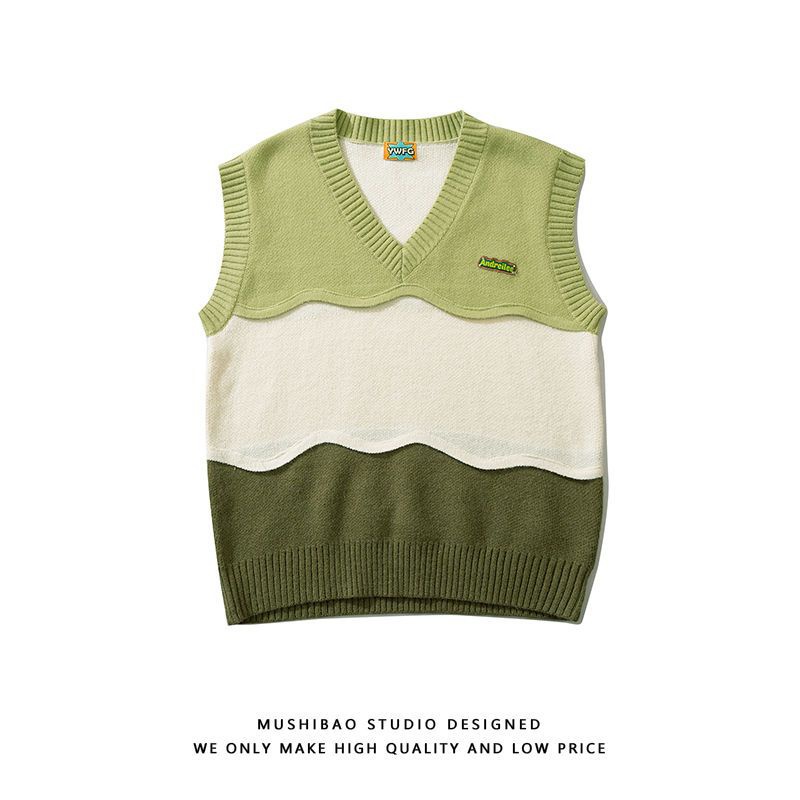 Áo Sweater Dệt Kim Cổ Chữ V Màu Sắc Tương Phản Phong Cách Hàn Quốc Thời Trang Cho Nam Size S-3XL
