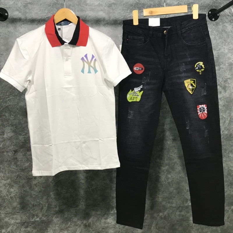 Quần jean dài logo cao cấp