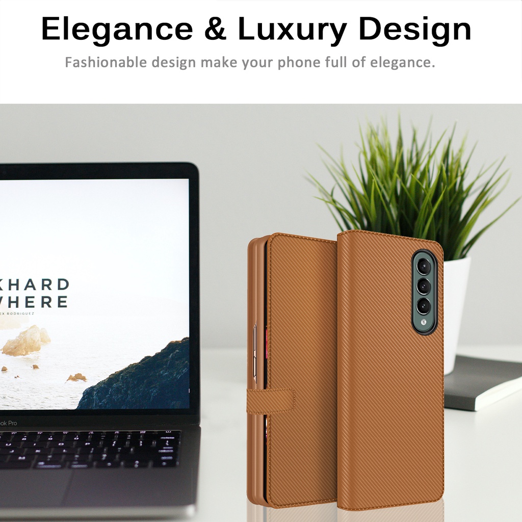 Bao Da PU + PC Cứng Siêu Mỏng Làm Giá Đỡ Chống Trầy Xước Cho Samsung Galaxy Z Fold 3 Z Fold 3