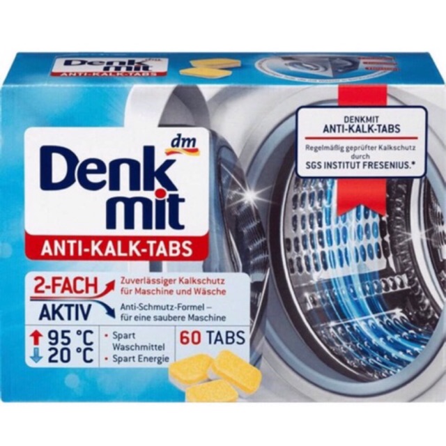 Viên vệ sinh lồng máy giặt Denkmit, 60 viên [Nhập khẩu Đức]