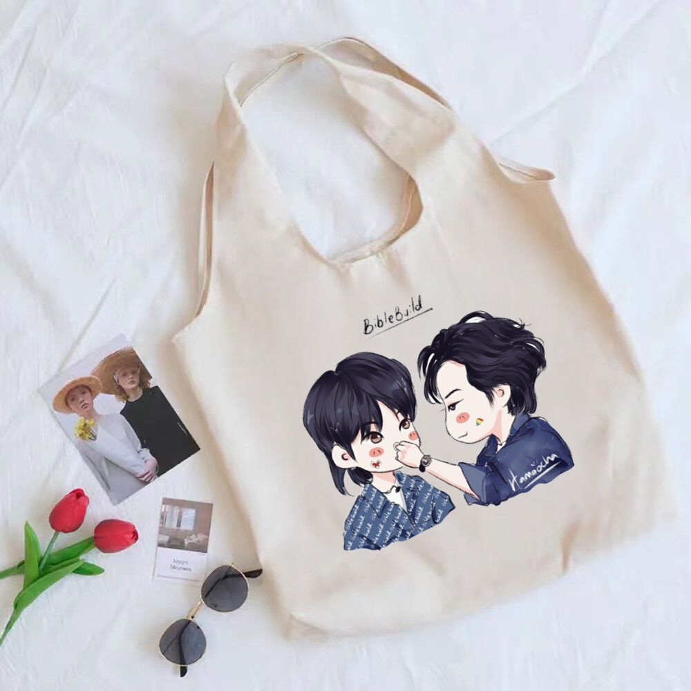 Kinporsche Túi Vải canvas Đeo Vai Đi Mua Sắm Mùa Hè Cho Nữ Sinh